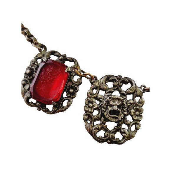 Vintage Rare Intaglio Glass Lady & Face Necklace (A4512) - Picture 3 of 7